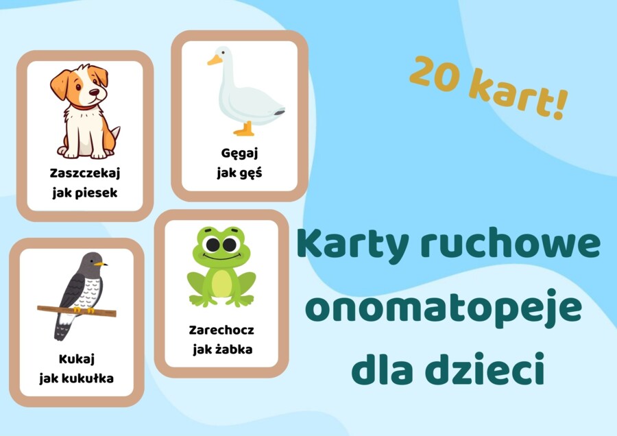 Karty ruchowe dla dzieci - onomatopeje