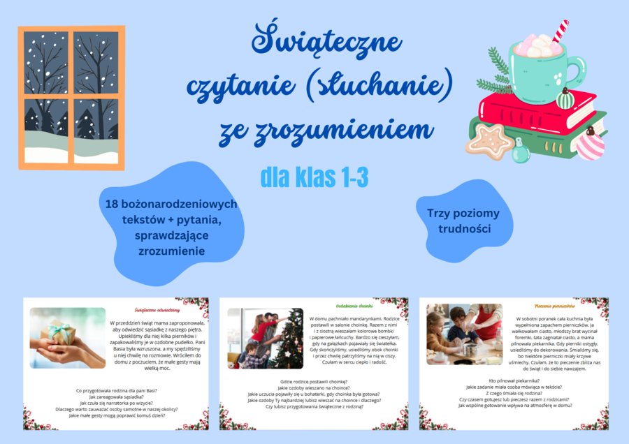 Świąteczne czytanie i słuchanie ze zrozumieniem dla klas 1-3