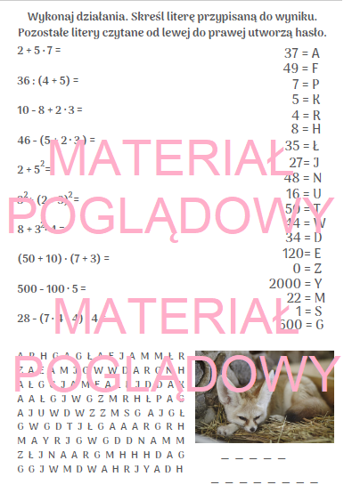 kolejność działań - notatka + karta pracy