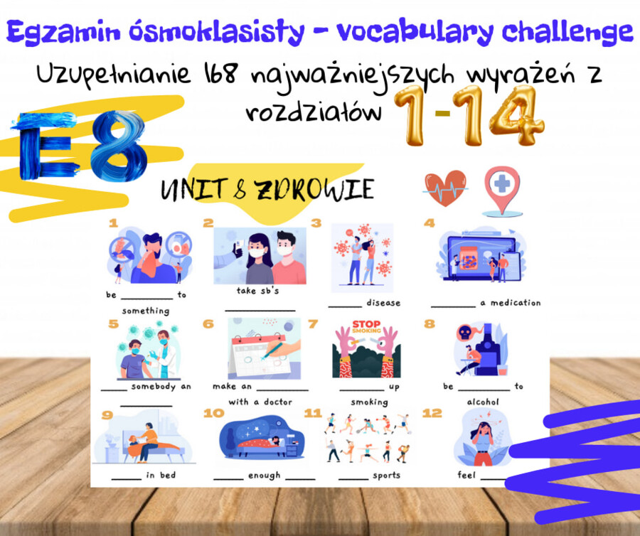 E8 Vocabulary challenge słownictwo klasy 7-8 repetytorium Pearson egzamin ósmoklasisty