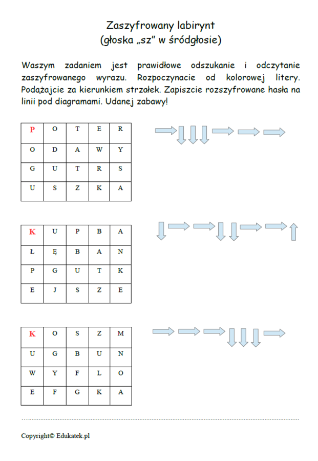 Zaszyfrowany labirynt - zabawy logopedyczne i nauka czytania