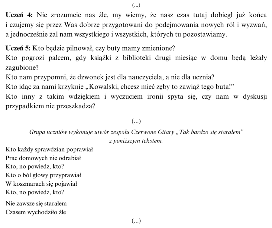 "Ku dorosłości!" Scenariusz pożegnania uczniów szkoły podstawowej/ średniej