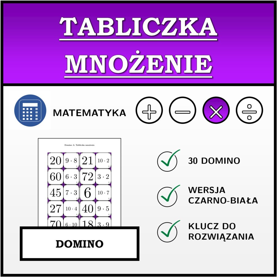 Domino - Tabliczka mnożenia | matematyka