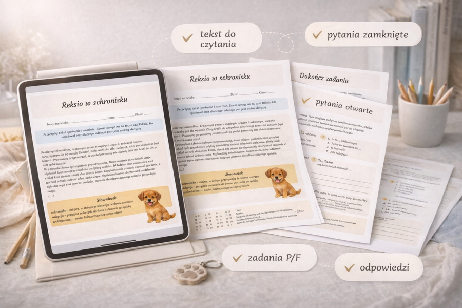 Krótki tekst do czytania ze zrozumieniem: Reksio w schronisku