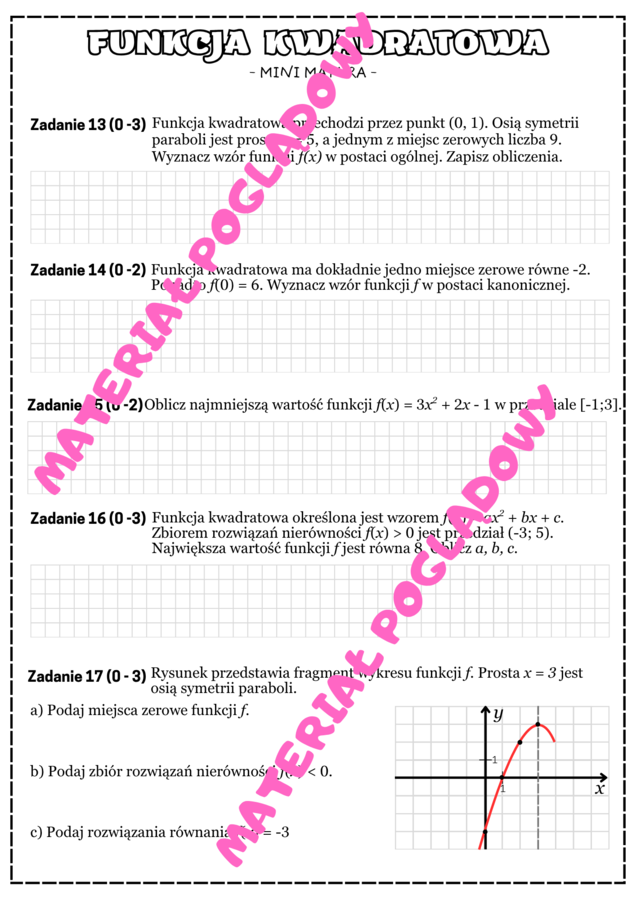 Mini matura. Matematyka - funkcja kwadratowa