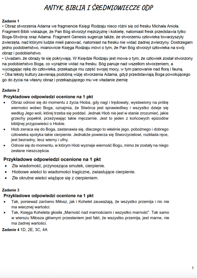 Zadania maturalne z j.polskiego - Test historyczno-literacki