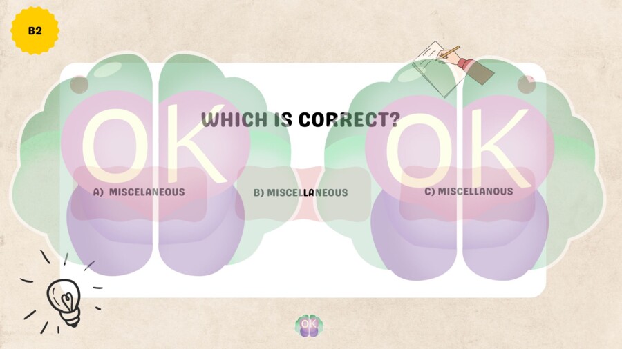 🧠 What Is the Right Spelling? – Part 2 (B1–B2) Poziom: B1 – B2 | Liczba stron: 50+ | Z kluczem odpowiedzi, English spelling, vocabulary practice, B1–B2 English, writing skills, correct spelling, ESL worksheets, language learning, matura preparation, clas
