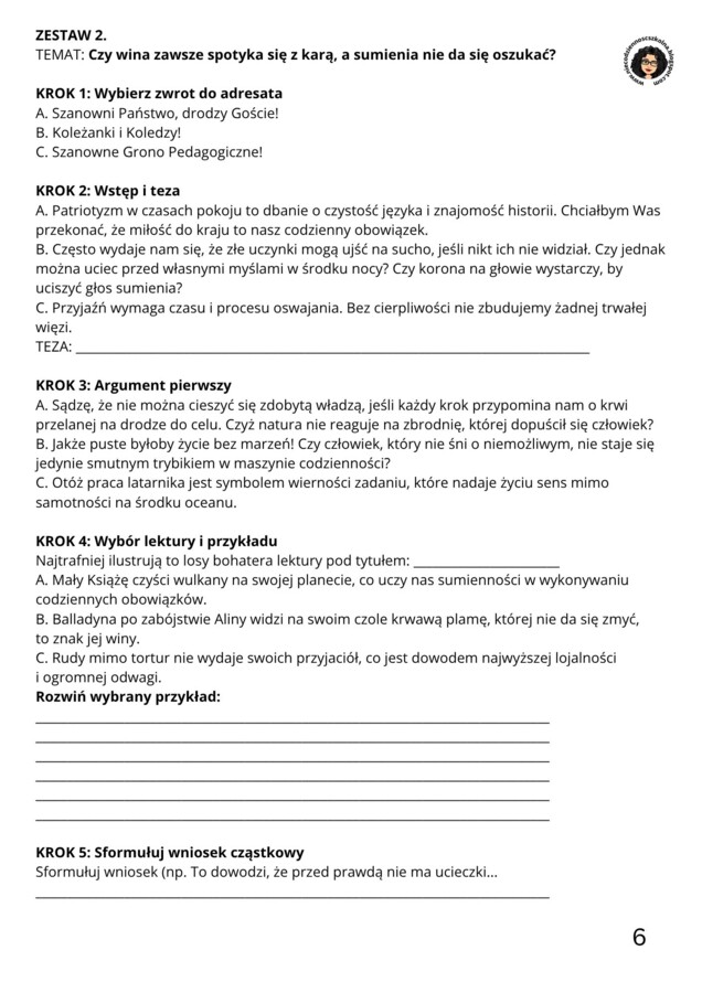 MISJA  PRZEMÓWIENIE TRENING ARGUMENTACYJNY  8 zestawów