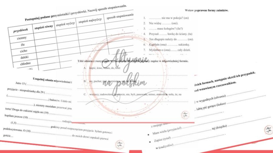 Części mowy - karty pracy