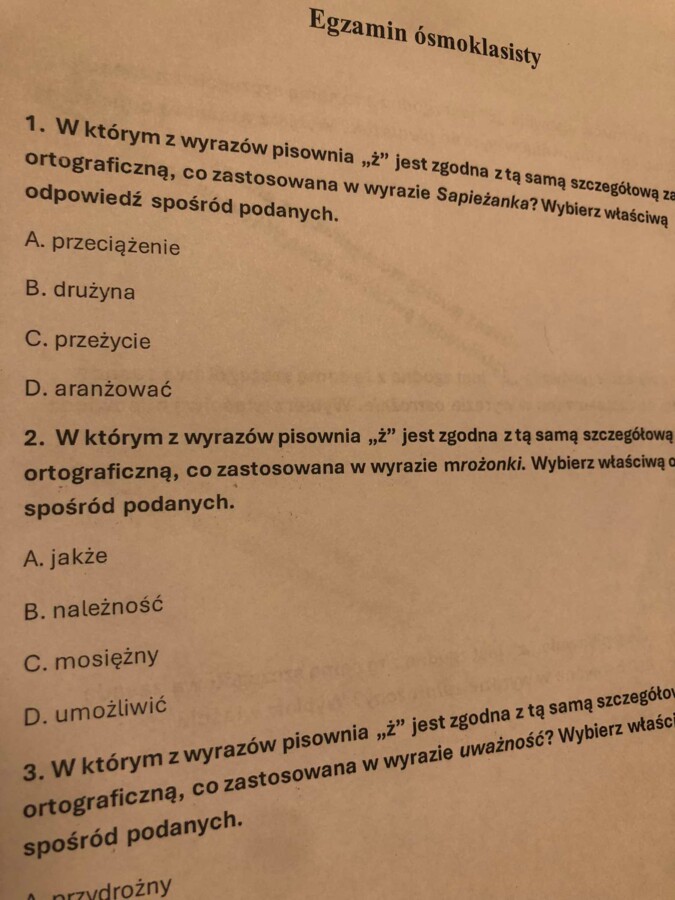 Egzamin ósmoklasisty - ortografia