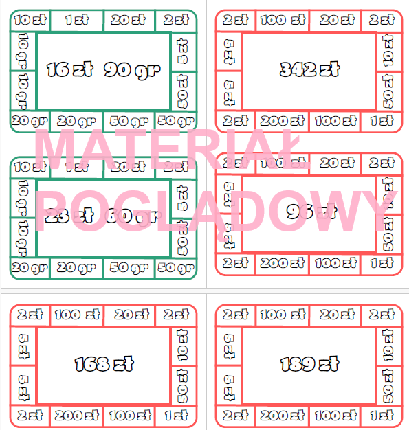 Ćwiczenia utrwalające znajomość jednostek monetarnych (złote i grosze)