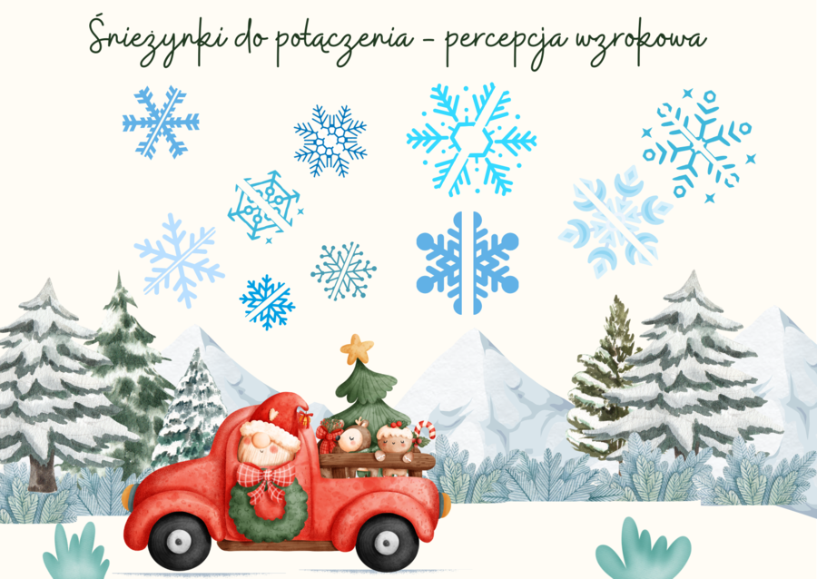 Ćwiczenie percepcji wzrokowej: Dopasowywanie połów śnieżynek