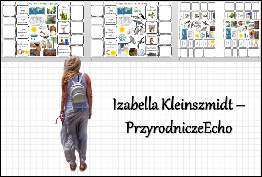 Notatki okienkowe „W krajobrazach pustyni gorącej i lodowej” w pdf. Geografia 5 dział „Krajobrazy świata”.