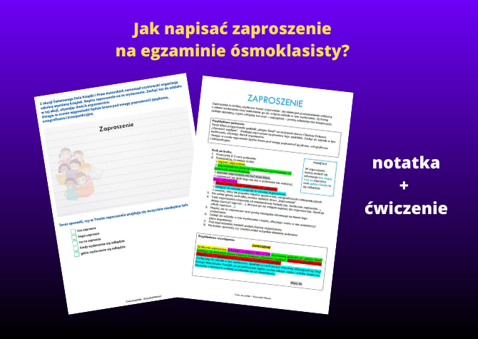 Jak napisać zaproszenie na E8? - notatka + ćwiczenie