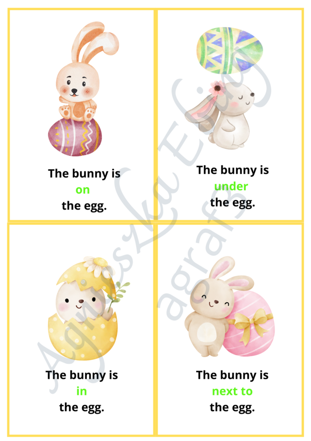 Easter Bunny/Chick Cards with Prepositions of Place