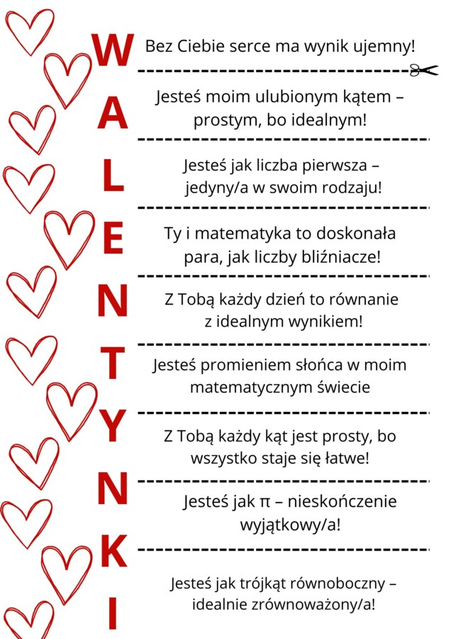 Przerywniki na lekcje matematyki - walentynki