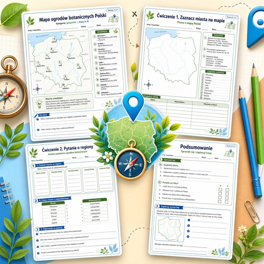 Mapa ogrodów botanicznych Polski