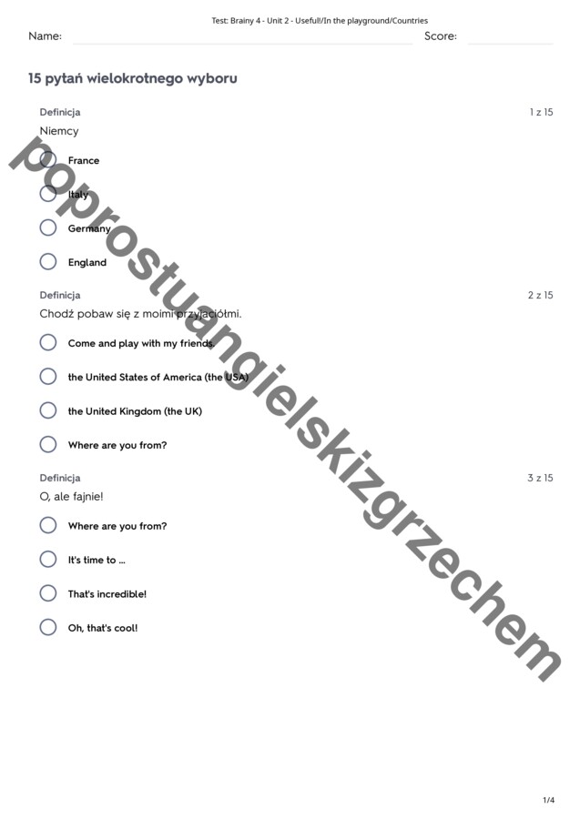 Brainy 4 - Unit 2 - testy