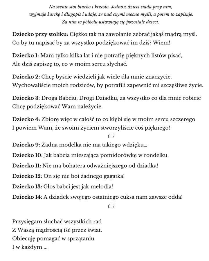 Scenariusz Dnia Babci i Dziadka "List do Babci i Dziadka" + zaproszenia i upominek w formie listu