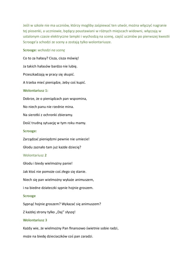 Opowieść wigilijna - scenariusz przedstawienia klasy 4-8 i starsze
