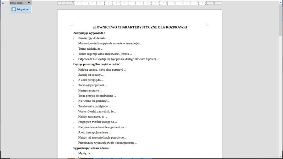 Słownictwo do rozprawki z wklejką do zeszytu