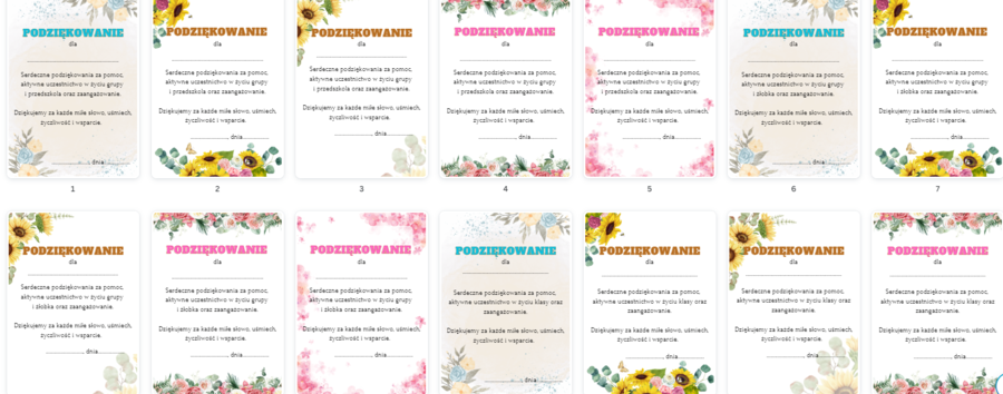 Podziękowania dla rodziców żłobek, przedszkole, szkoła