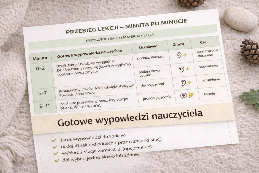 Konspekt lekcji z aktywnościami sensorycznymi