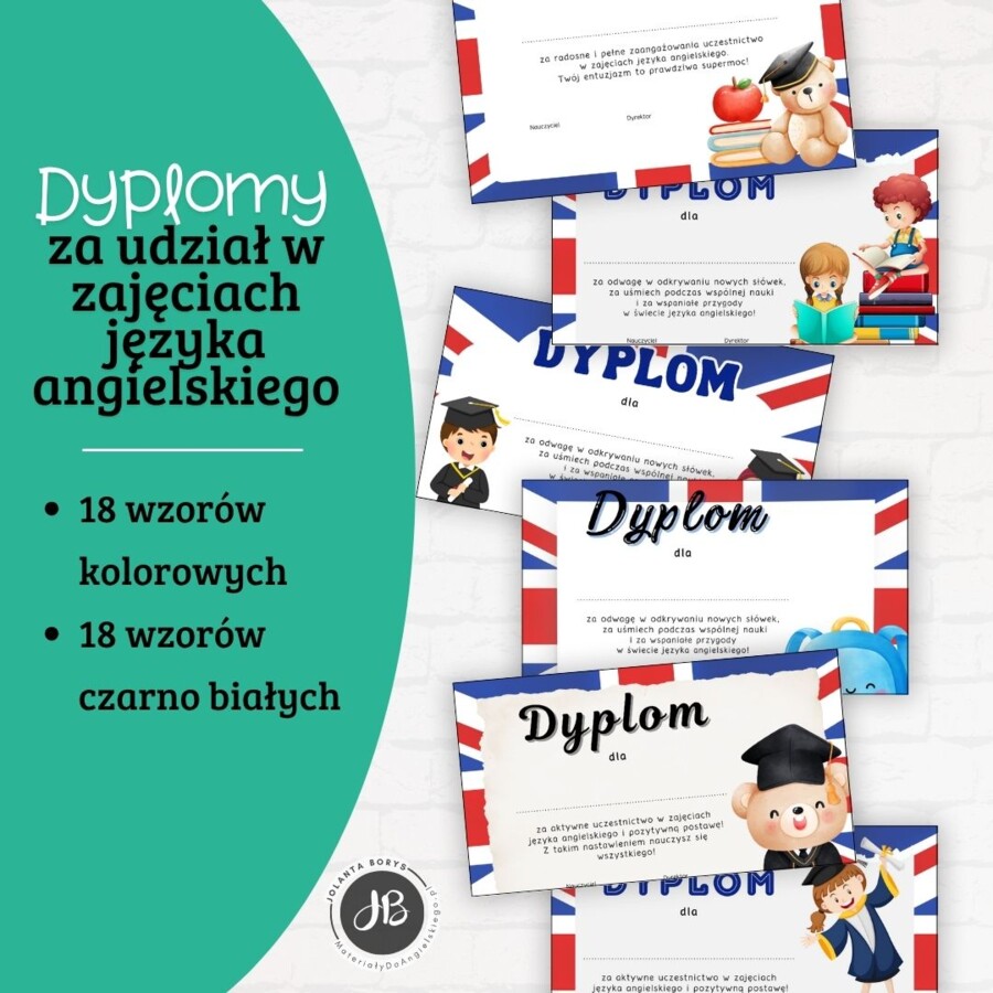Dyplomy za udział w zajęciach języka angielskiego