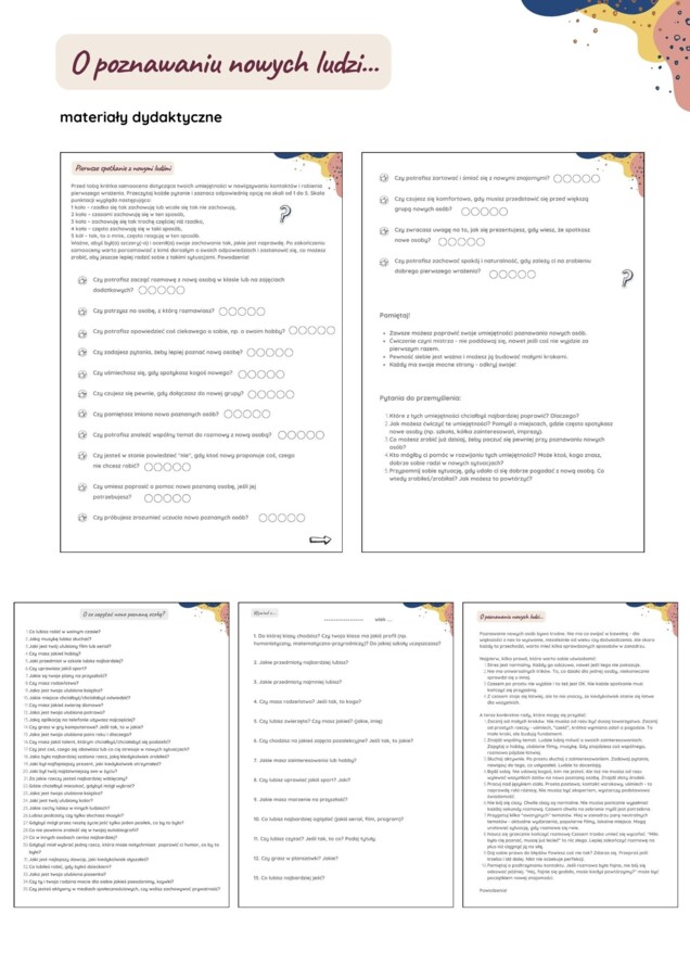 O poznawaniu nowych ludzi... samoocena, wywiad, treści