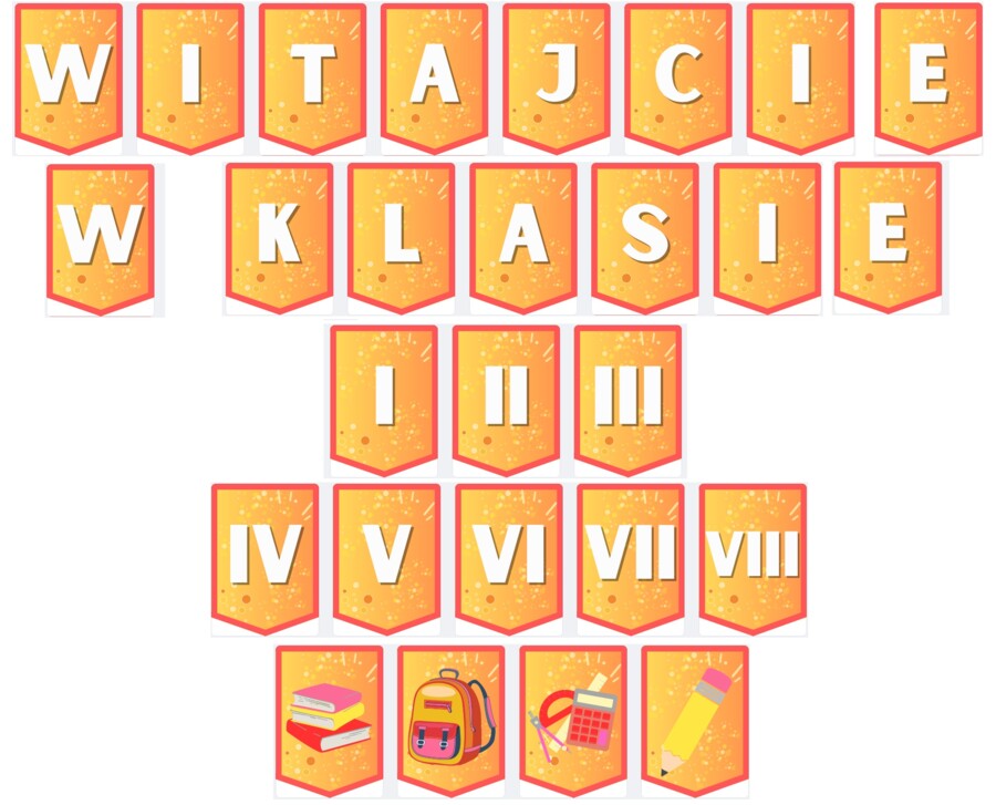 Girlanda, dekoracja, napis na początek roku szkolnego