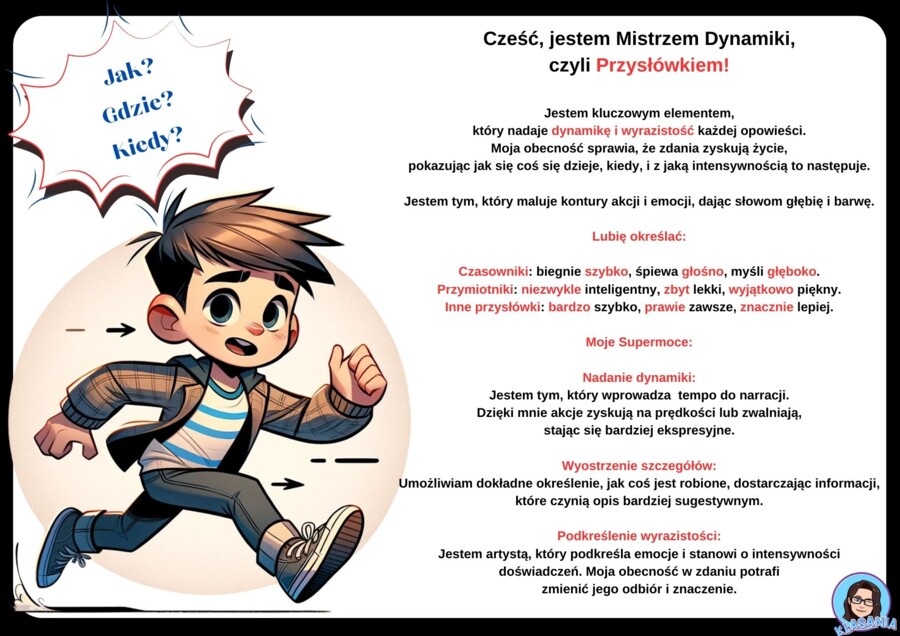 Zestaw kart pracy: Części mowy i ich supermoce. Klasy 3, 4, 5