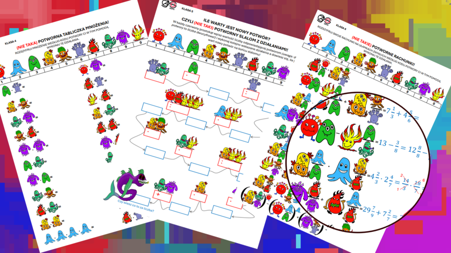 (klasa 4 klasa 5 klasa 6) Dzień Tabliczki Mnożenia - pakiet kart pracy z potworami + Gra z potworami.