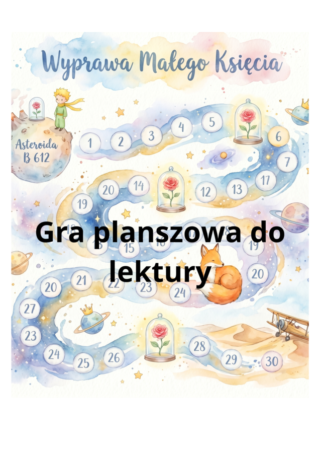 Super pakiet do lektury "Mały Książę", escape room, prezentacja, gra planszowa, fiszki, naklejka