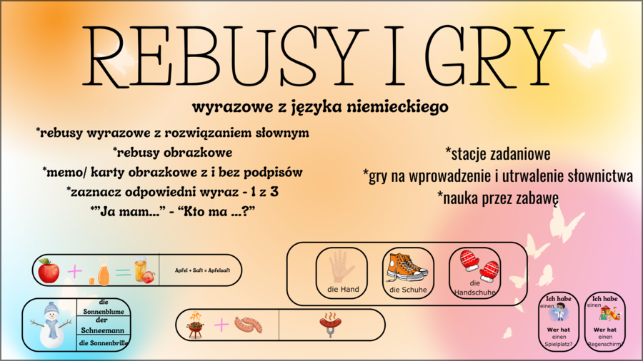 Rebusy i gry wyrazowe z języka niemieckiego - wklejki z języka niemieckiego