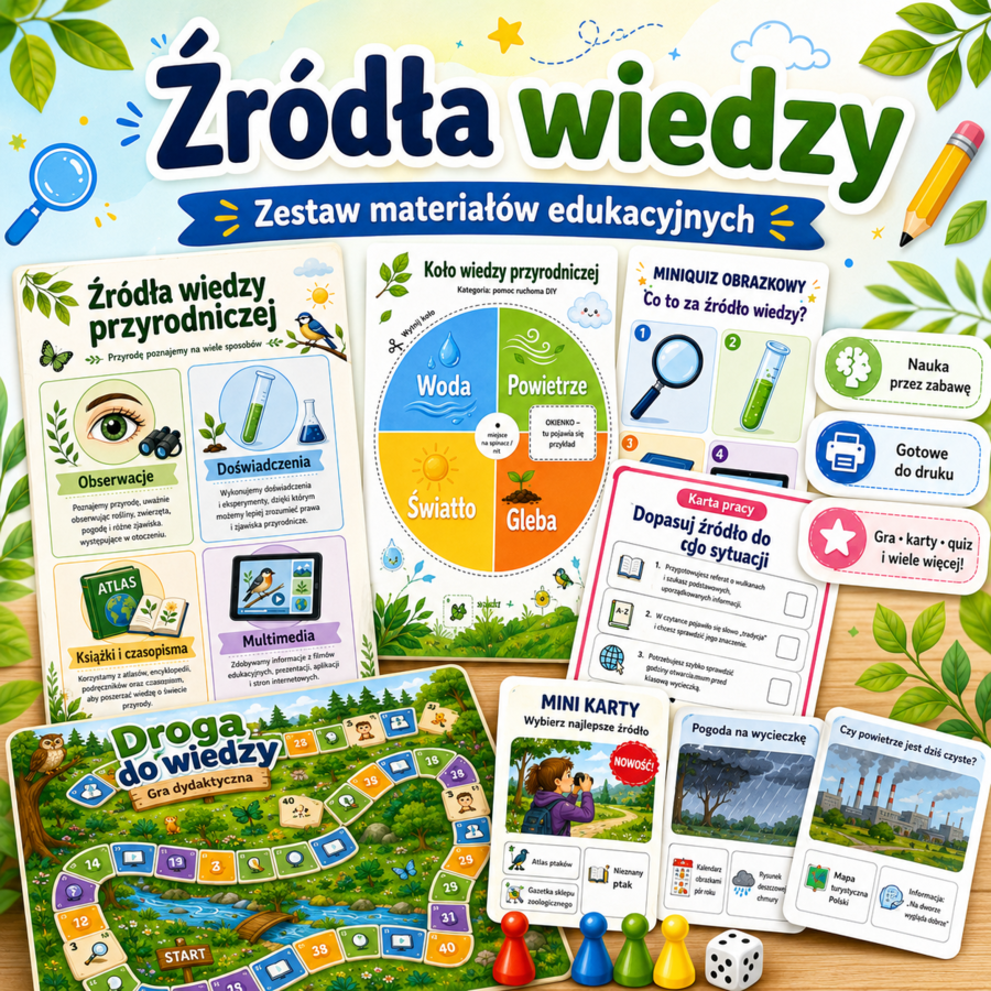 ZESTAW „ŹRÓDŁA WIEDZY” – nauka, zabawa i mądre wybieranie informacji