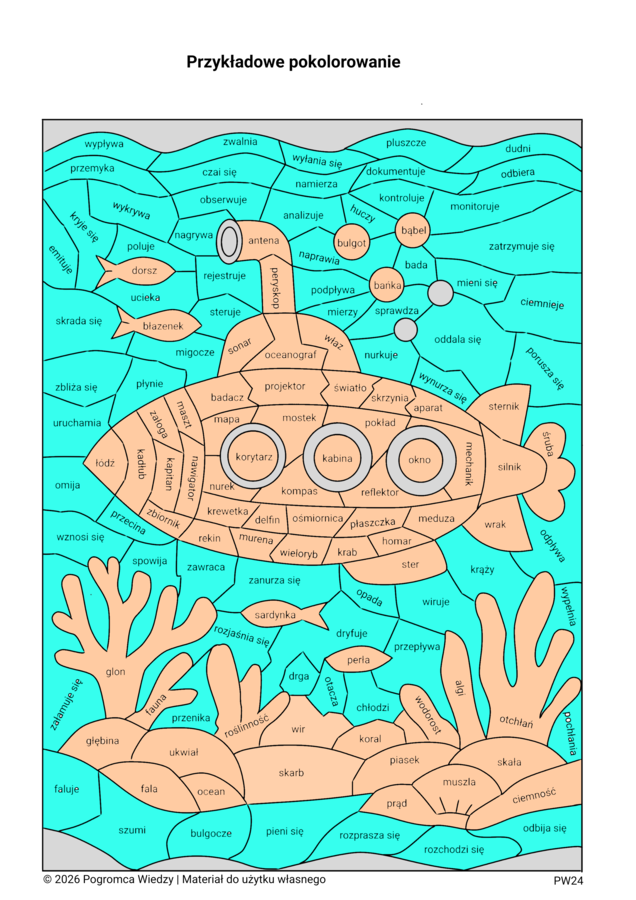 Części mowy w kolorach  - 20 kart pracy (kl.4-8)