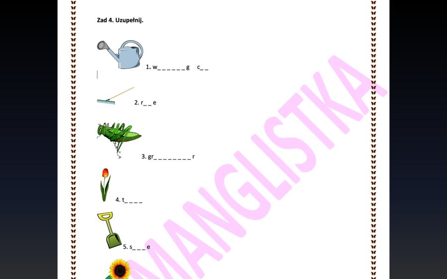 Spring- cztery ćwiczenia związane z wiosną i ogrodem +klucz
