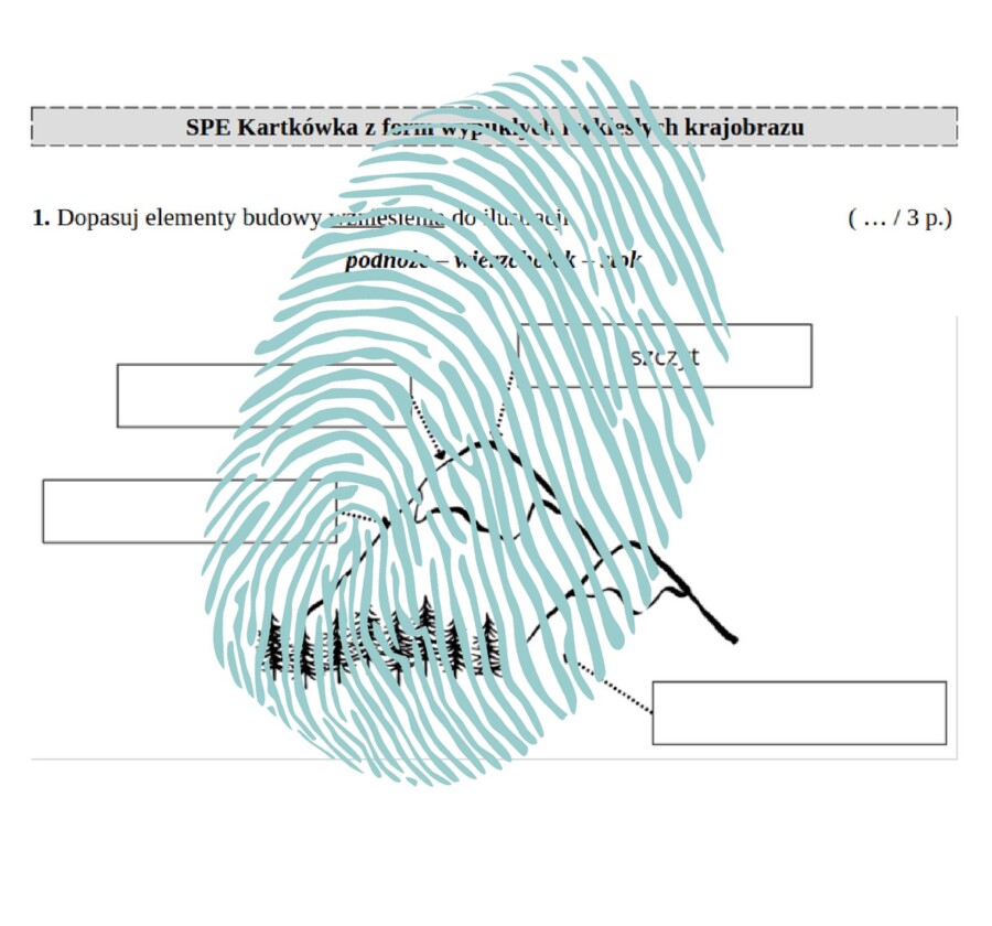 Formy wypukłe i wklęsłe krajobrazu - kartkówka dla uczniów o specjalnych potrzebach edukacyjnych / PRZYRODA klasa 4
