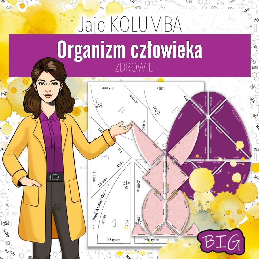 Biologia. Klasa 7, 8. Ciało człowieka. Zdrowie. Jajo Kolumba. Układanka. Tangram. Puzzle. ZESTAW. Karta pracy. Zadanie. Zagadka. Wielkanocna/wiosenna karta pracy.