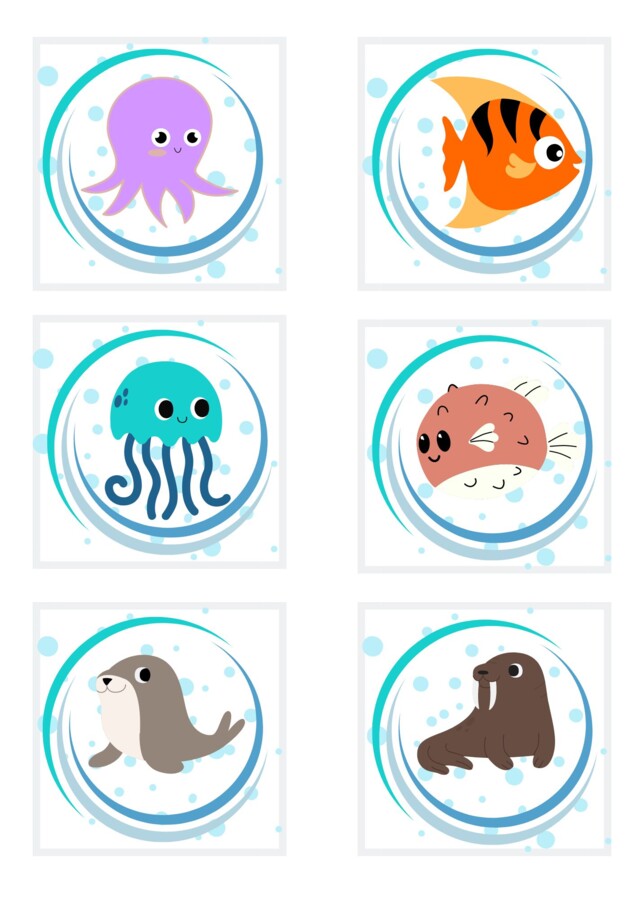 ZNACZKI PRZEDSZKOLNE. ZWIERZĘTA MORSKIE. CZĘŚĆ I.