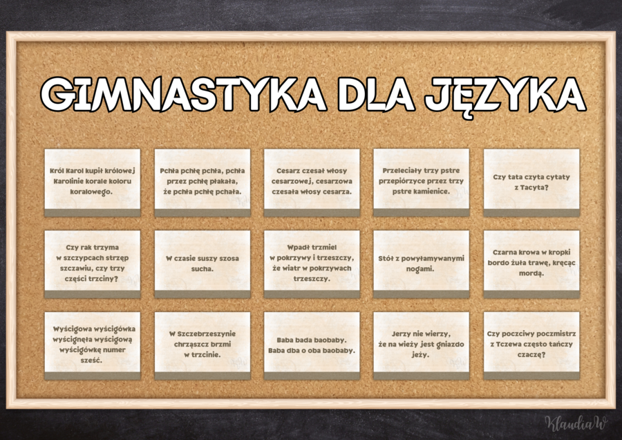 „Gimnastyka dla języka” – gazetka na Międzynarodowy Dzień Języka Ojczystego (łamańce językowe)