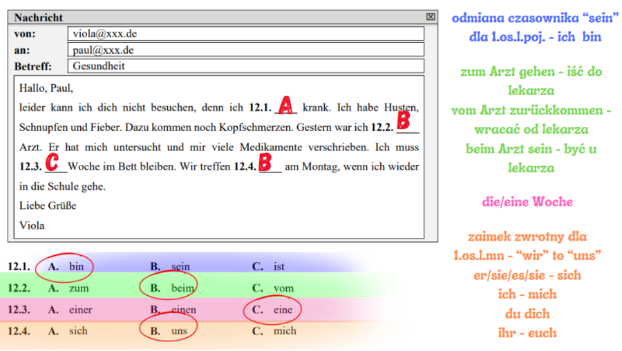 Egzamin 8-klasisty - język niemiecki - zadanie 12