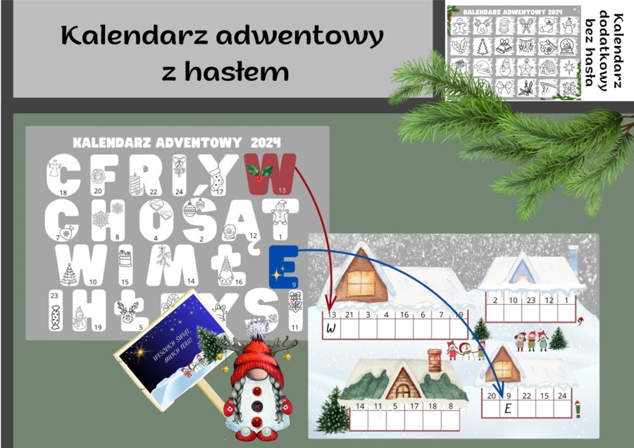 Kalendarz adwentowy z hasłem