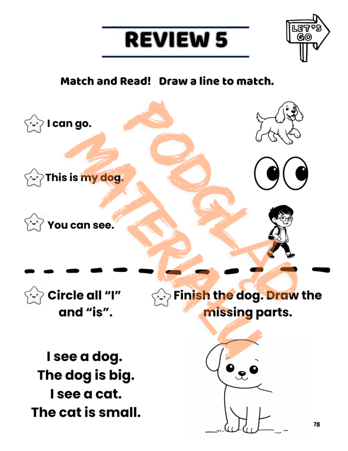 Dot & Read Level 1 – alfabet angielski i pierwsze sight words | 81 stron PDF | 3–7 lat