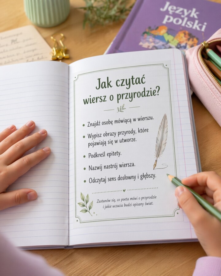 Wklejka do zeszytu. Jak czytać wiersz o przyrodzie?