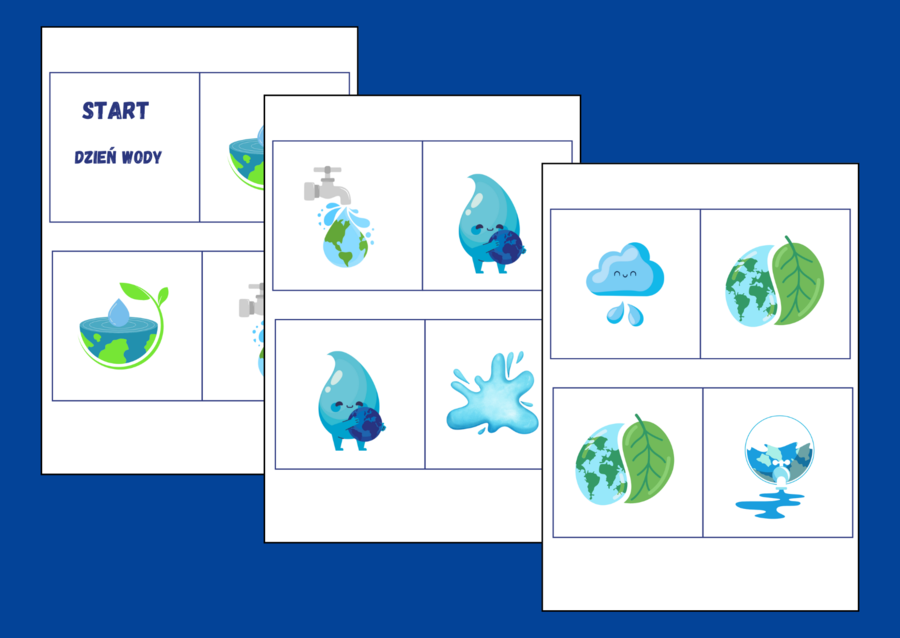 DZIEŃ WODY – ekologia - wiosna - DOMINO PODŁOGOWE – 26 szt. – biblioteka – świetlica – przedszkole