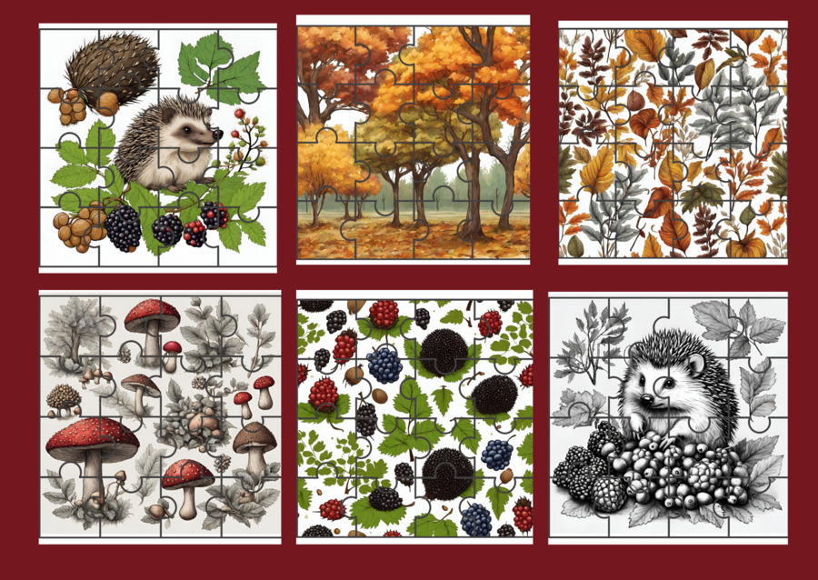 JESIEŃ - PUZZLE - 8 obrazków - ćwiczenia redakcyjne