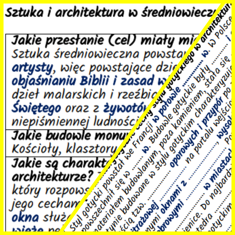Sztuka i architektura w średniowieczu – notatki i karta pracy