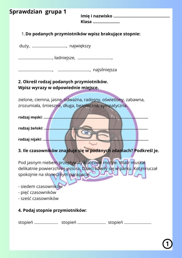 Sprawdzian- gramatyka nr 2