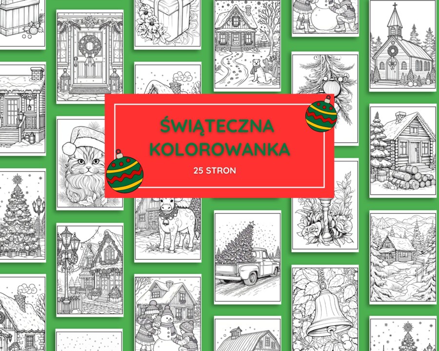 Świąteczna Kolorowanka – 25 stron PDF